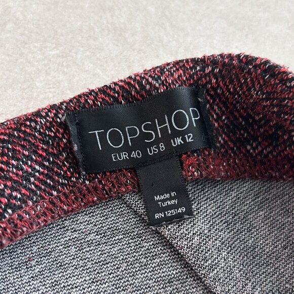 Topshop Red Herringbone Mini Skirt ASO Anastasia Steele - Picture 7 of 10